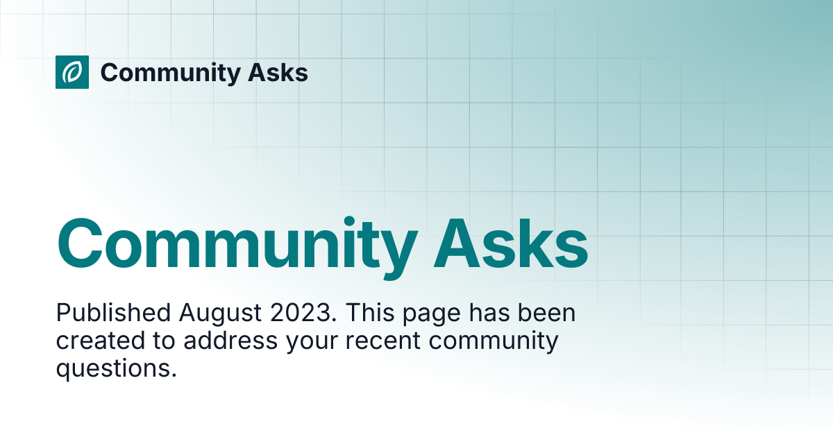 Community Asks
